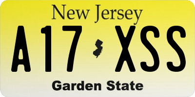 NJ license plate A17XSS