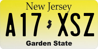NJ license plate A17XSZ