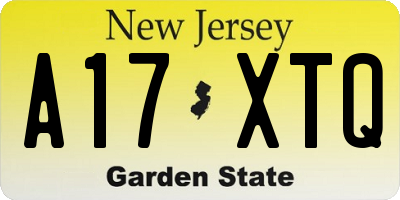 NJ license plate A17XTQ