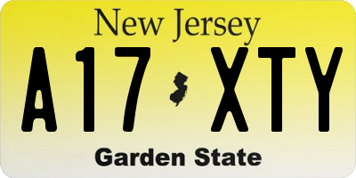 NJ license plate A17XTY