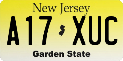 NJ license plate A17XUC