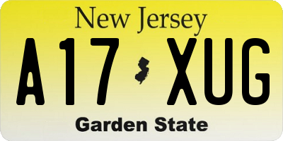 NJ license plate A17XUG