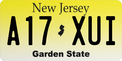 NJ license plate A17XUI