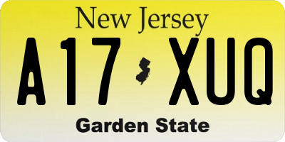 NJ license plate A17XUQ