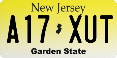 NJ license plate A17XUT