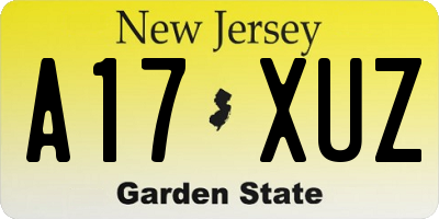 NJ license plate A17XUZ