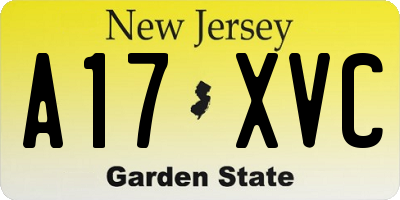 NJ license plate A17XVC