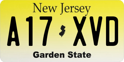 NJ license plate A17XVD