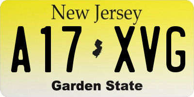 NJ license plate A17XVG