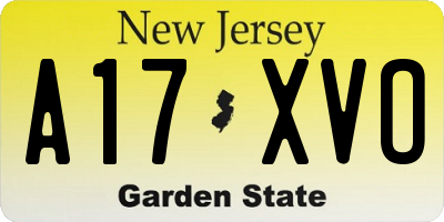 NJ license plate A17XVO