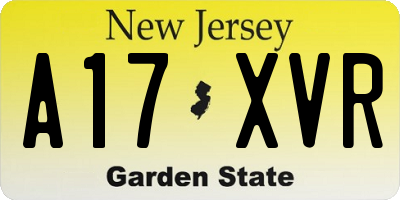 NJ license plate A17XVR