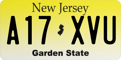 NJ license plate A17XVU