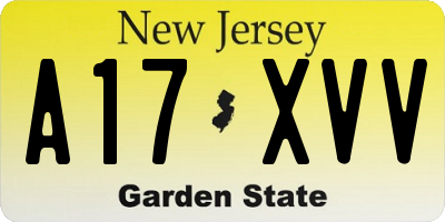 NJ license plate A17XVV