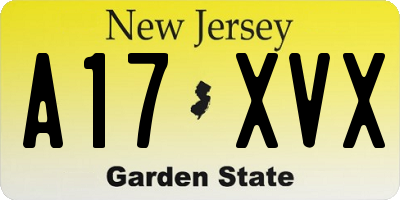 NJ license plate A17XVX