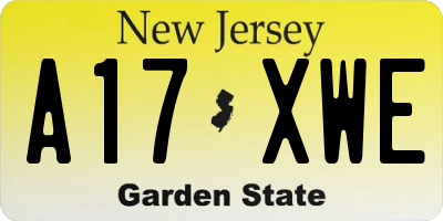 NJ license plate A17XWE