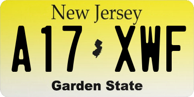 NJ license plate A17XWF
