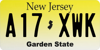 NJ license plate A17XWK