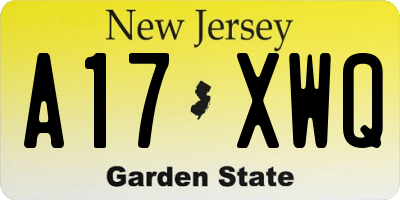 NJ license plate A17XWQ