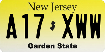 NJ license plate A17XWW