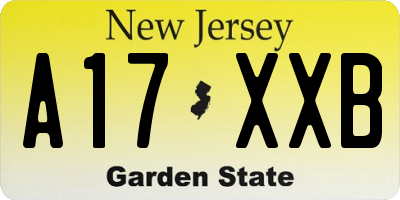 NJ license plate A17XXB