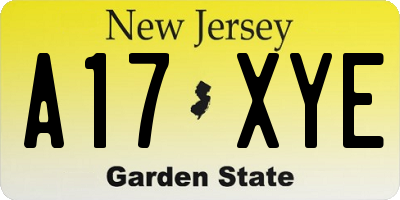 NJ license plate A17XYE