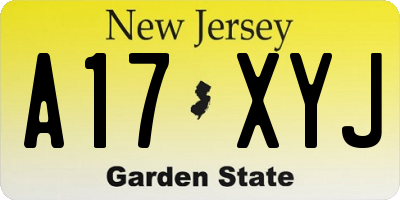 NJ license plate A17XYJ