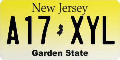 NJ license plate A17XYL