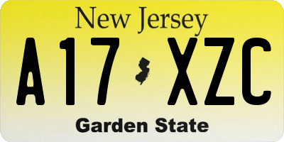 NJ license plate A17XZC