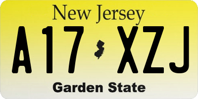 NJ license plate A17XZJ