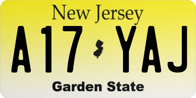 NJ license plate A17YAJ