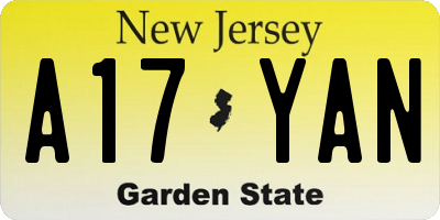 NJ license plate A17YAN