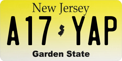 NJ license plate A17YAP