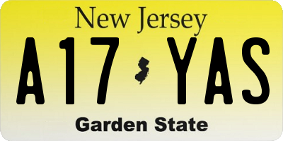 NJ license plate A17YAS