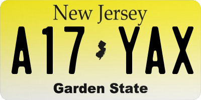 NJ license plate A17YAX