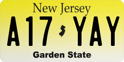NJ license plate A17YAY