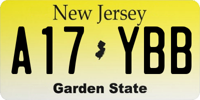 NJ license plate A17YBB