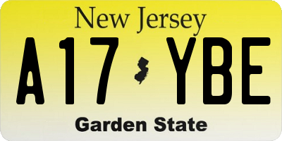 NJ license plate A17YBE