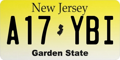NJ license plate A17YBI