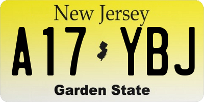 NJ license plate A17YBJ