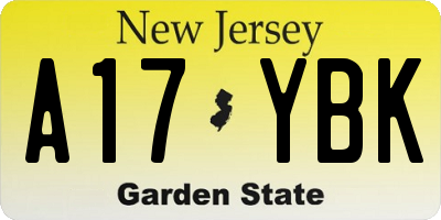 NJ license plate A17YBK