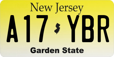 NJ license plate A17YBR