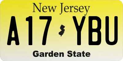 NJ license plate A17YBU