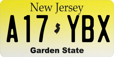 NJ license plate A17YBX