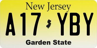 NJ license plate A17YBY