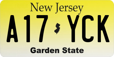 NJ license plate A17YCK