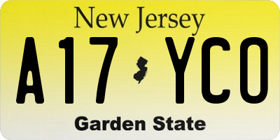 NJ license plate A17YCO