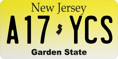 NJ license plate A17YCS