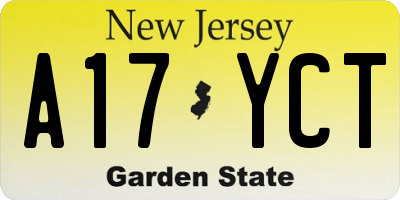 NJ license plate A17YCT