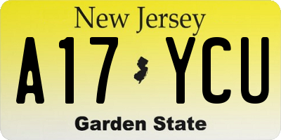 NJ license plate A17YCU
