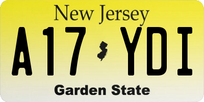 NJ license plate A17YDI
